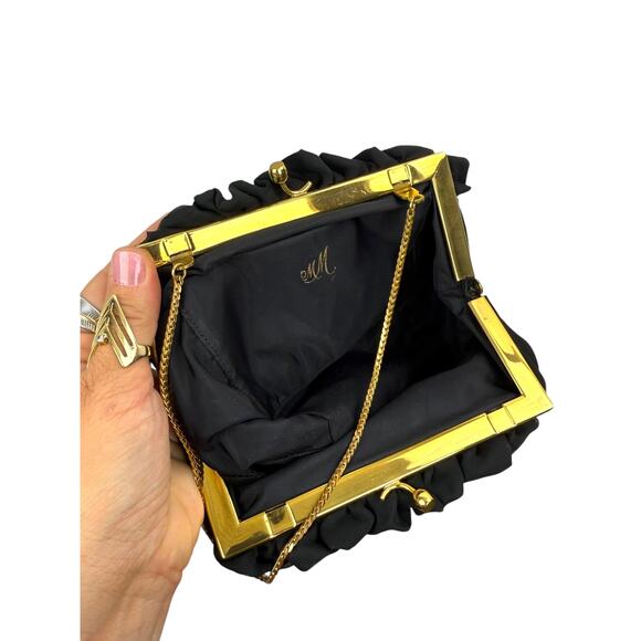 1950's MORRIS MOSKOWITZ MM black silk mini pouch purse clutch - Picture 2 of 4
